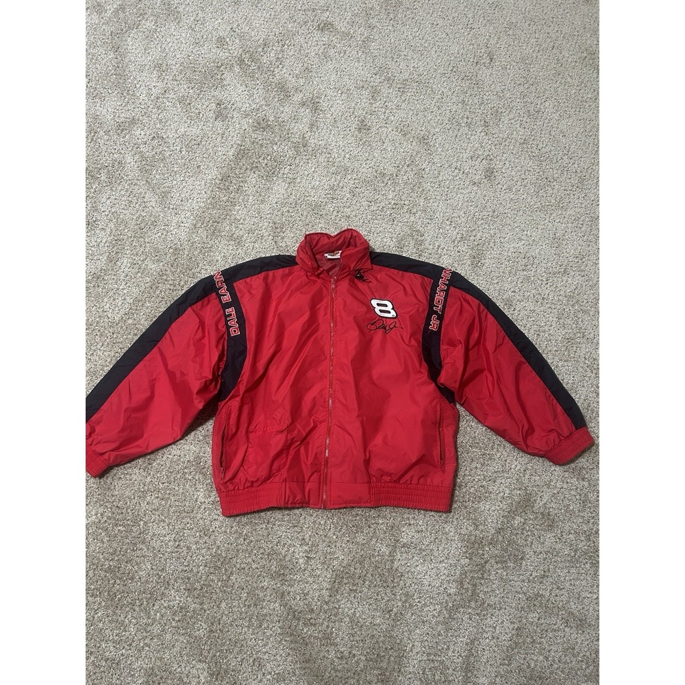Vintage Dale Earnhardt Windbreaker Mens Large Red Black Full Zip Budweiser